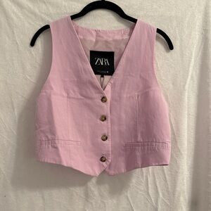 Zara Light Pink Buttoned Vest Top